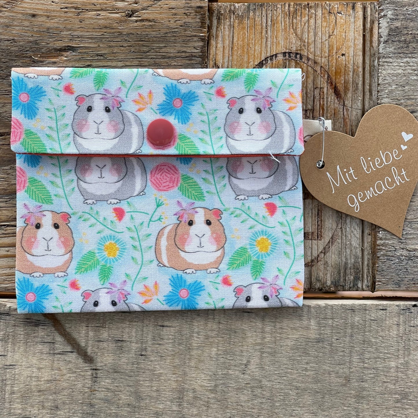 Täschchen mit Druckknopf Meerschwein Blumen