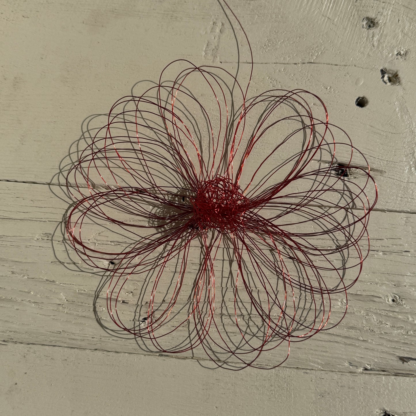 Drahtblüte zum hängen rot
