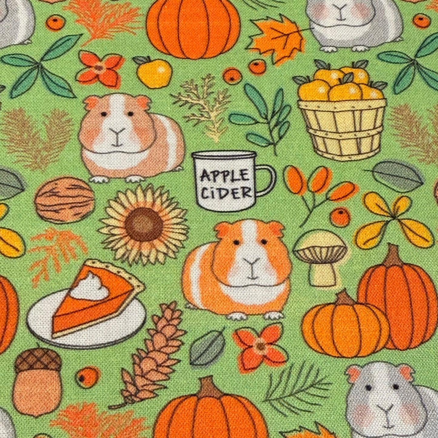 Handgenähte Hängematte für Meerschweinchen - Modell Herbst Kürbis-orange Grün