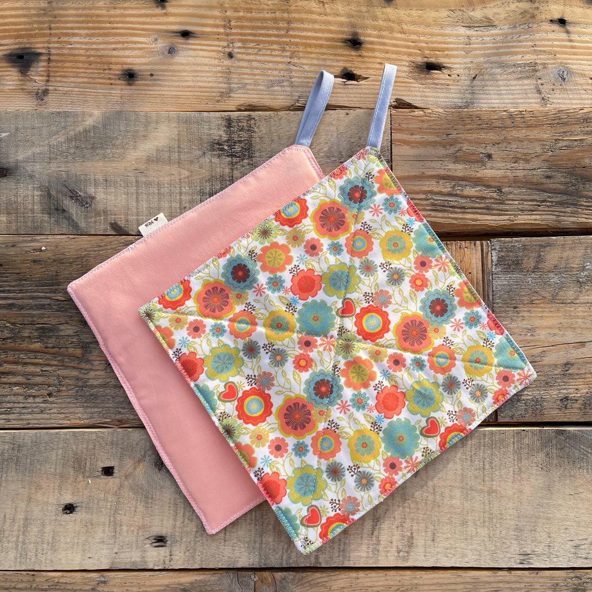 Topflappen Retro Blumen