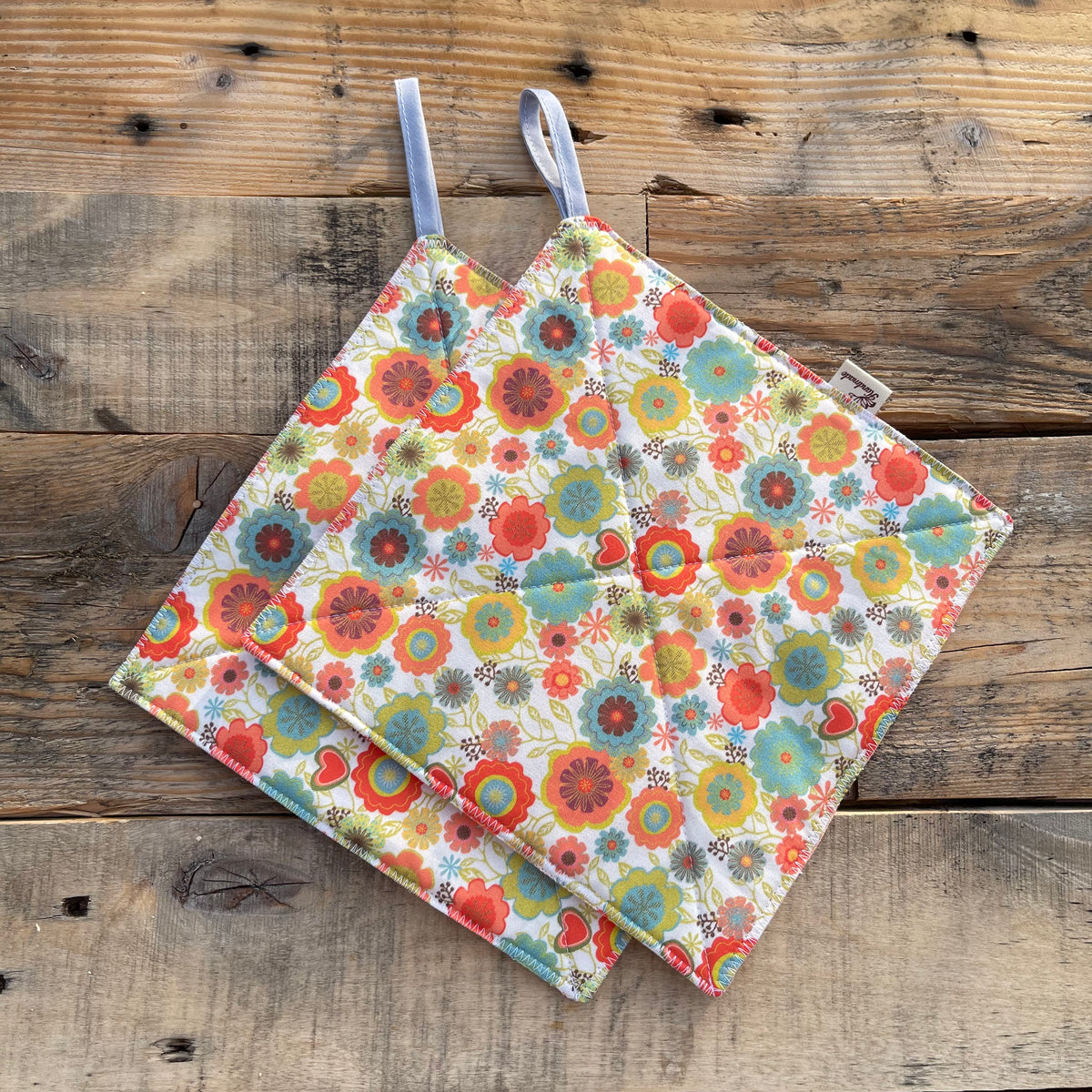 Topflappen Retro Blumen