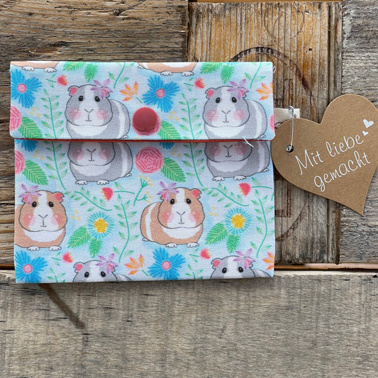 Täschchen mit Druckknopf Meerschwein Blumen