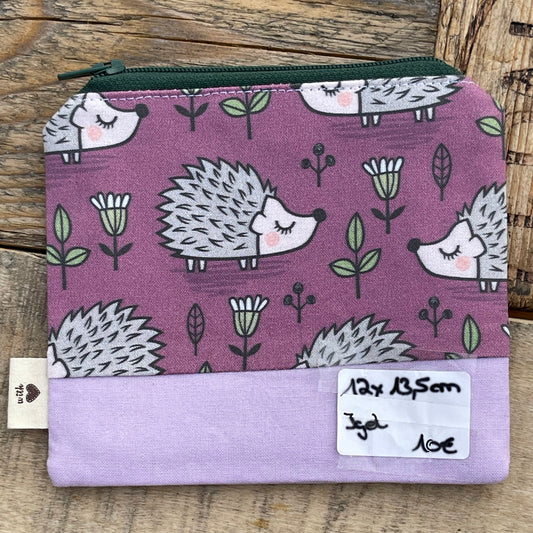 Täschchen mit Reißverschluss Igel lila