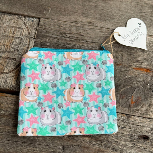 Täschchen mit Reißverschluss Meerschwein Seesterne