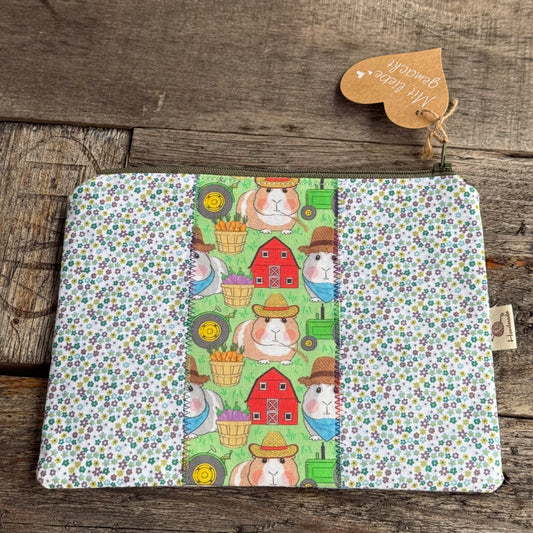 Täschchen mit Reißverschluss Meerschwein 2 seitig Blümchen