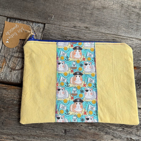 Täschchen mit Reißverschluss Meerschwein 2 seitig gelb