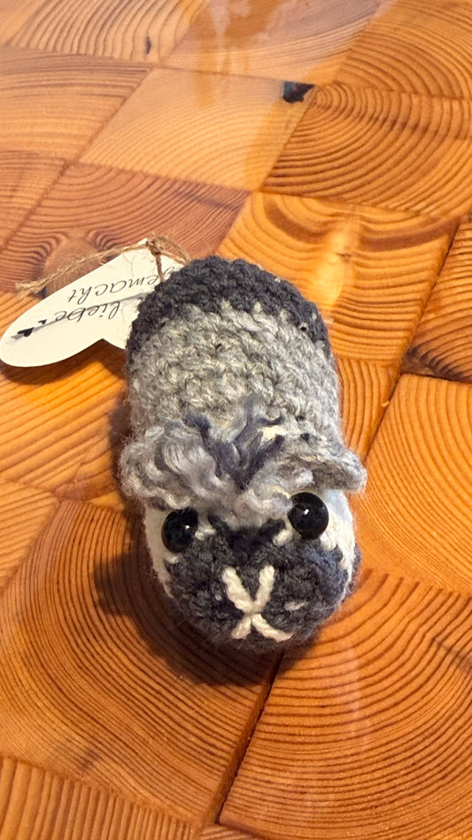 Gehäkeltes Meerschweinchen grau-dunkelgrau-beige | Amigurumi Handarbeit