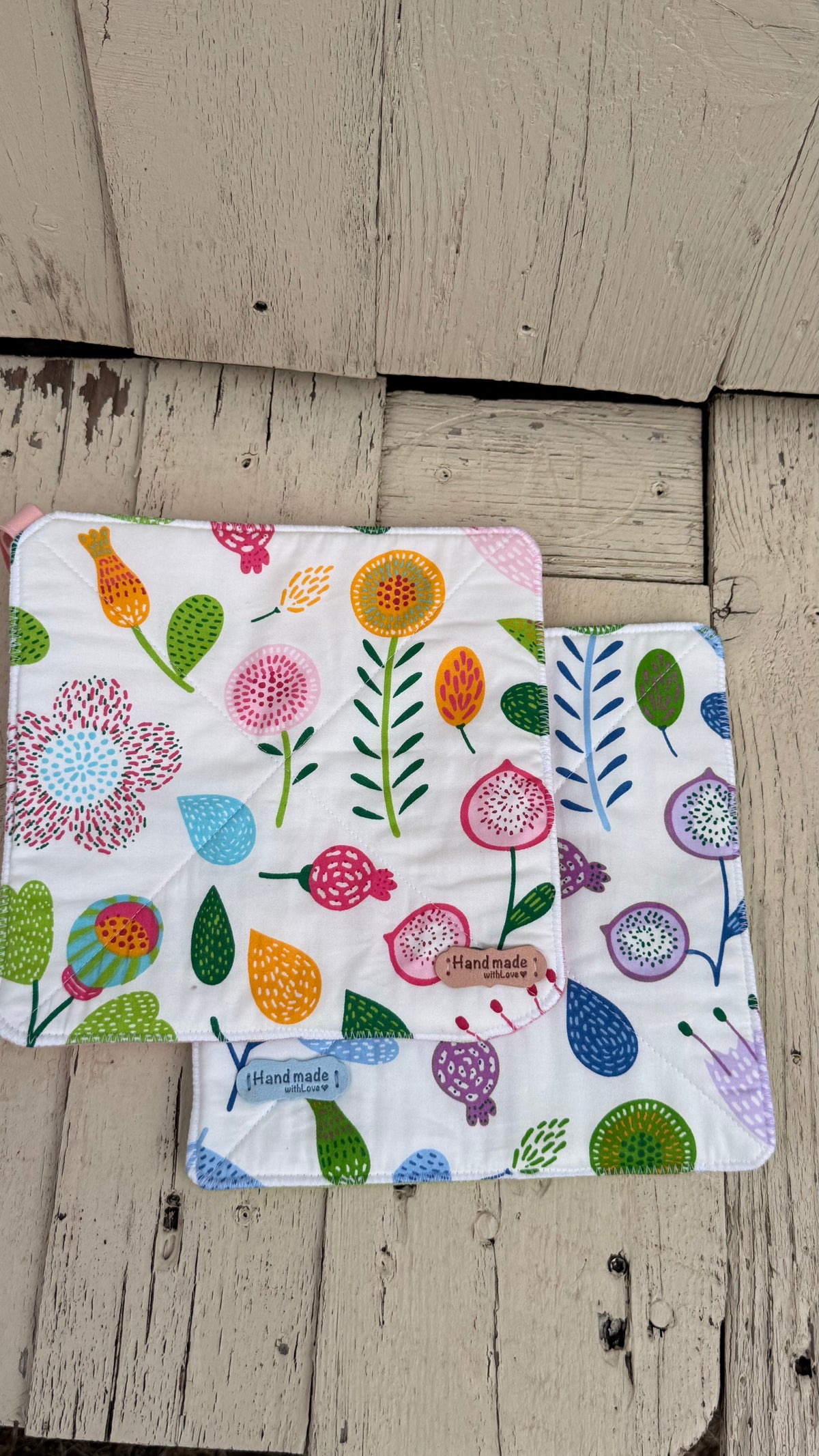 Topflappen 2er-Set Retro Blumenmuster