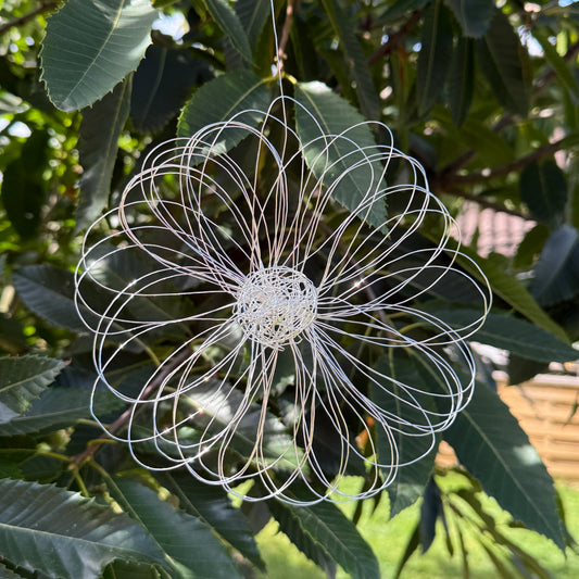 Drahtblüte zum hängen silber